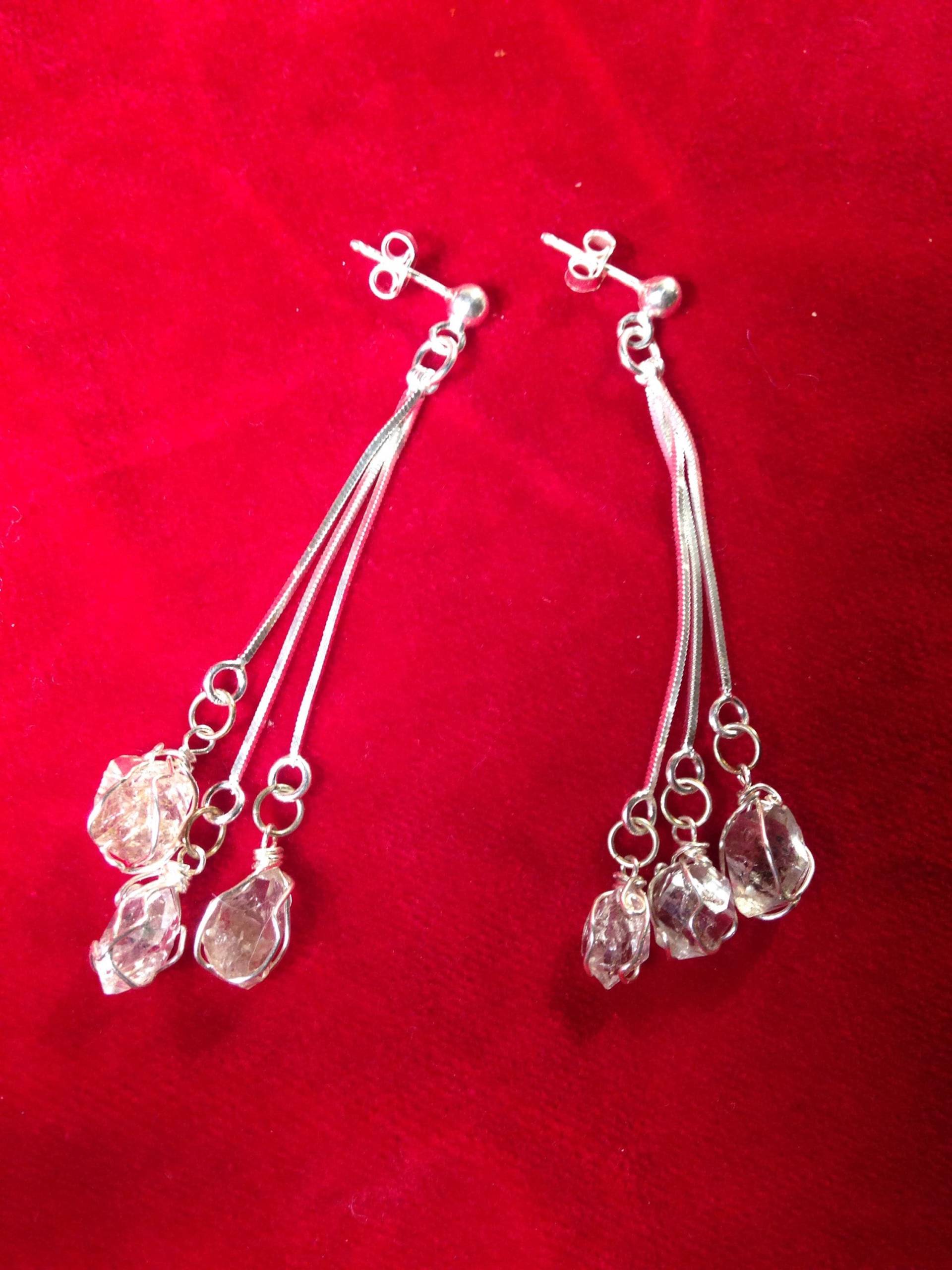 sterling Silber Doppelender Fluoreszierende Petroleum Quarzohrringe von EmpathMoonGems