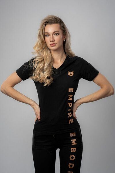 Empire Embodied Sportswear T-Shirt Bio-Baumwolle Shirt kurzarm mit aufwändig gesticktem Logo von Empire Embodied Sportswear