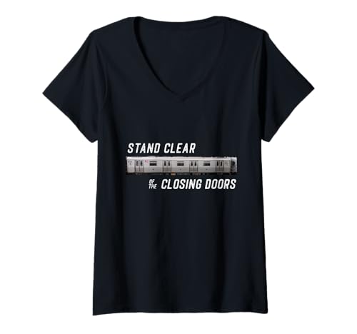 Damen NYC U-Bahn Auto Retro New York City Stand klar T-Shirt mit V-Ausschnitt Damen NYC U-Bahn Auto Retro New York City Stand klar T-Shirt mit V-Ausschnitt von Empire State NY Co