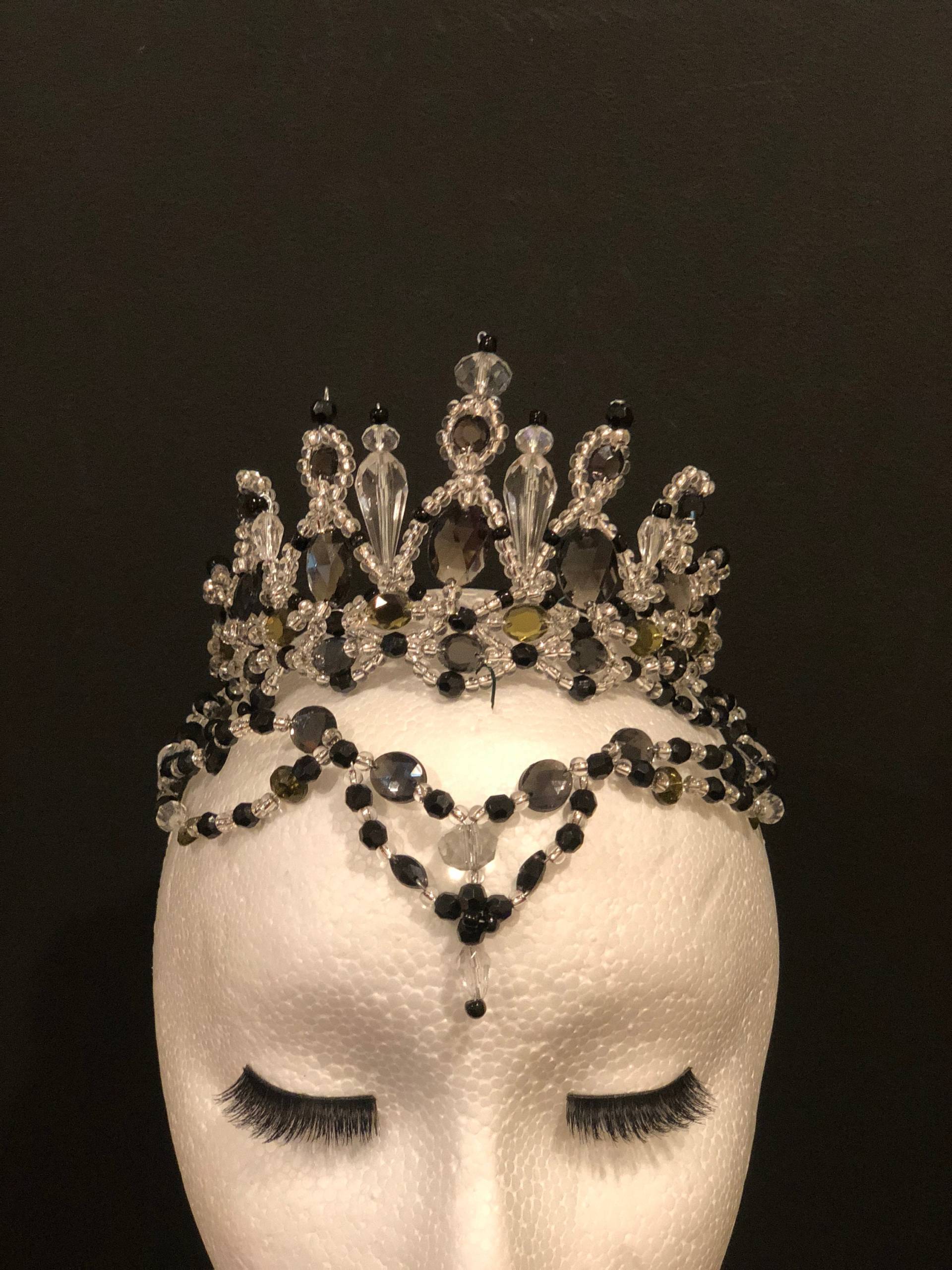 Tiara Mit Schwarzen Perlen Und Kristallen, Schwarzer Schwan von Empiretiaras