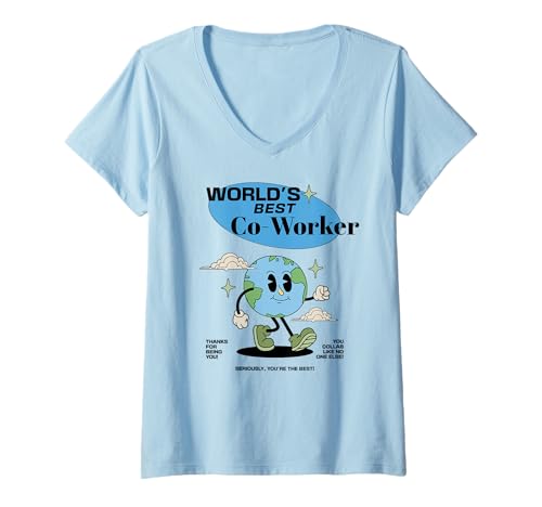 Damen Der Beste Mitarbeiter der Welt, lustige Wertschätzung für Mitarbeiter T-Shirt mit V-Ausschnitt von Employee Appreciation Earth Illustration Staff