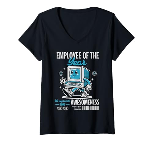 Damen Mitarbeiter des Jahres Computer Office Job Loyalty Reward T-Shirt mit V-Ausschnitt Damen Mitarbeiter des Jahres Computer Office Job Loyalty Reward T-Shirt mit V-Ausschnitt von Employee Incentive Funny Co-Worker Recognition