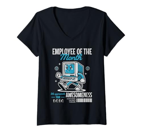 Damen Mitarbeiter des Monats Computer Office Job Loyalty Reward T-Shirt mit V-Ausschnitt Damen Mitarbeiter des Monats Computer Office Job Loyalty Reward T-Shirt mit V-Ausschnitt von Employee Incentive Funny Co-Worker Recognition