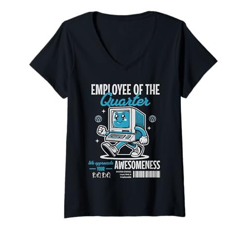 Damen Mitarbeiter des Quarters Computer Office Jobtreue Belohnung T-Shirt mit V-Ausschnitt Damen Mitarbeiter des Quarters Computer Office Jobtreue Belohnung T-Shirt mit V-Ausschnitt von Employee Incentive Funny Co-Worker Recognition
