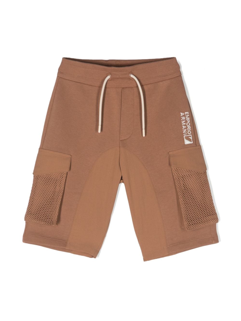 Emporio Armani Kids Cargo-Shorts mit Logo-Stickerei - Braun von Emporio Armani Kids