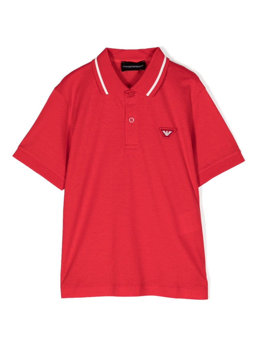 Emporio Armani Kids Jersey-Poloshirt mit Adlerapplikation - Rot von Emporio Armani Kids