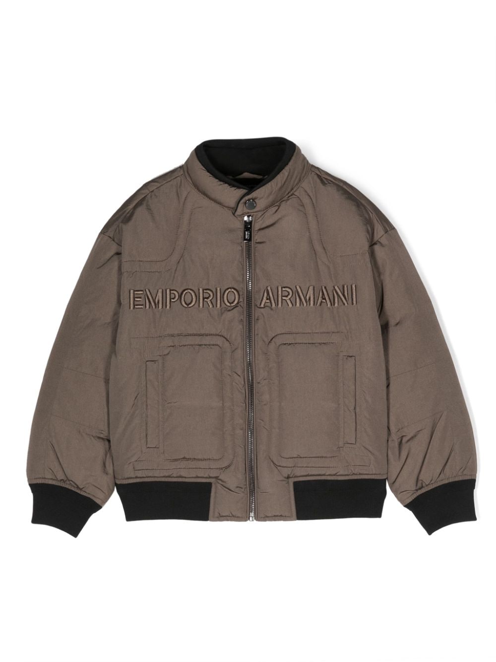 Emporio Armani Kids Gefütterte Jacke mit Logo-Stickerei - Braun von Emporio Armani Kids