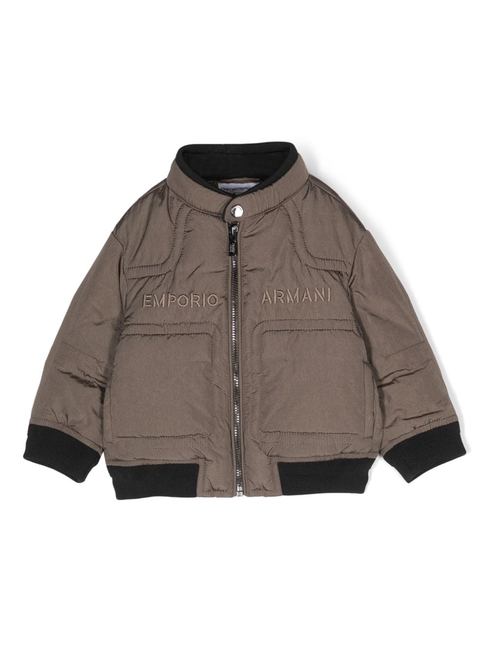 Emporio Armani Kids Gefütterte Jacke mit Logo-Stickerei - Braun von Emporio Armani Kids