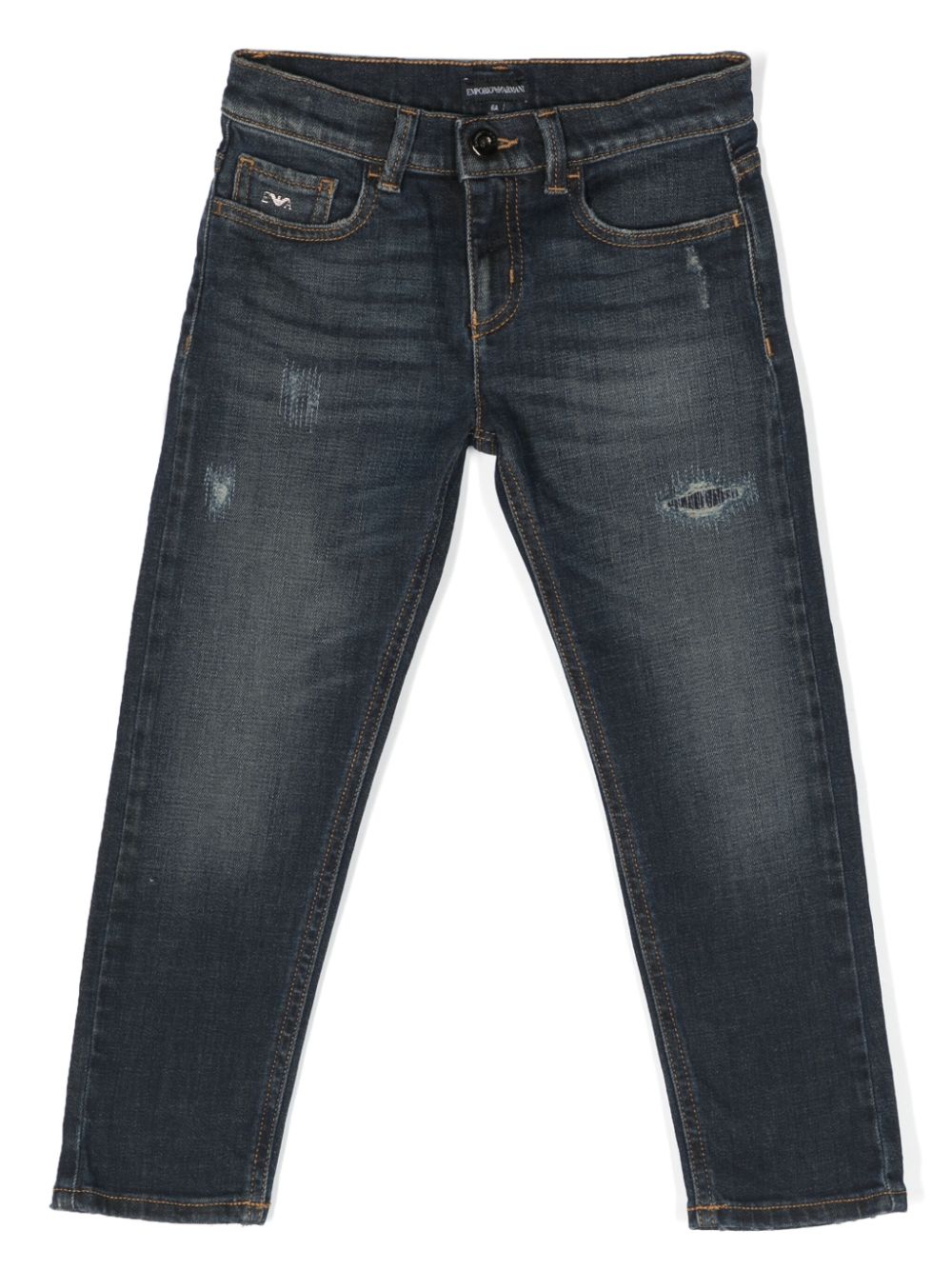 Emporio Armani Kids Gerade Jeans in Distressed-Optik - Blau von Emporio Armani Kids