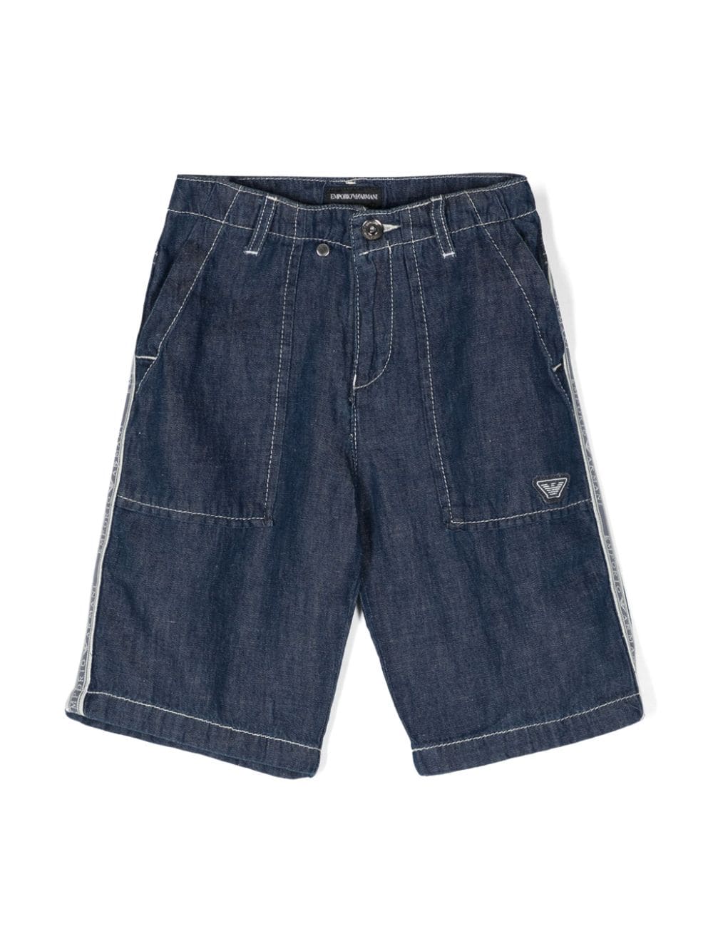 Emporio Armani Kids Jeans-Shorts mit Logo-Streifen - Blau von Emporio Armani Kids