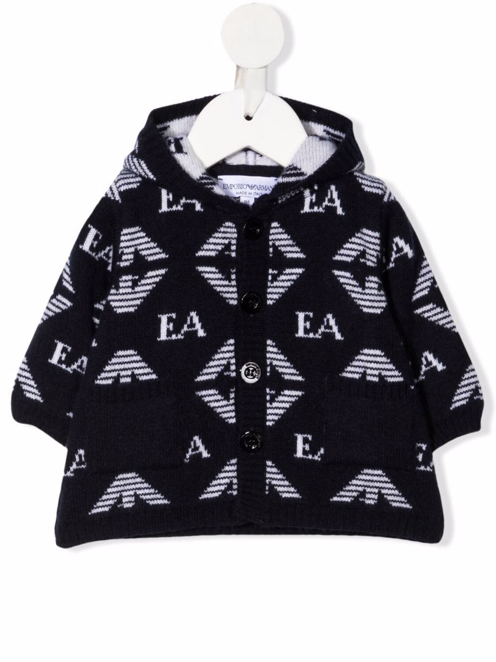 Emporio Armani Kids Kapuzenmantel mit Jacquard-Logo - Blau von Emporio Armani Kids