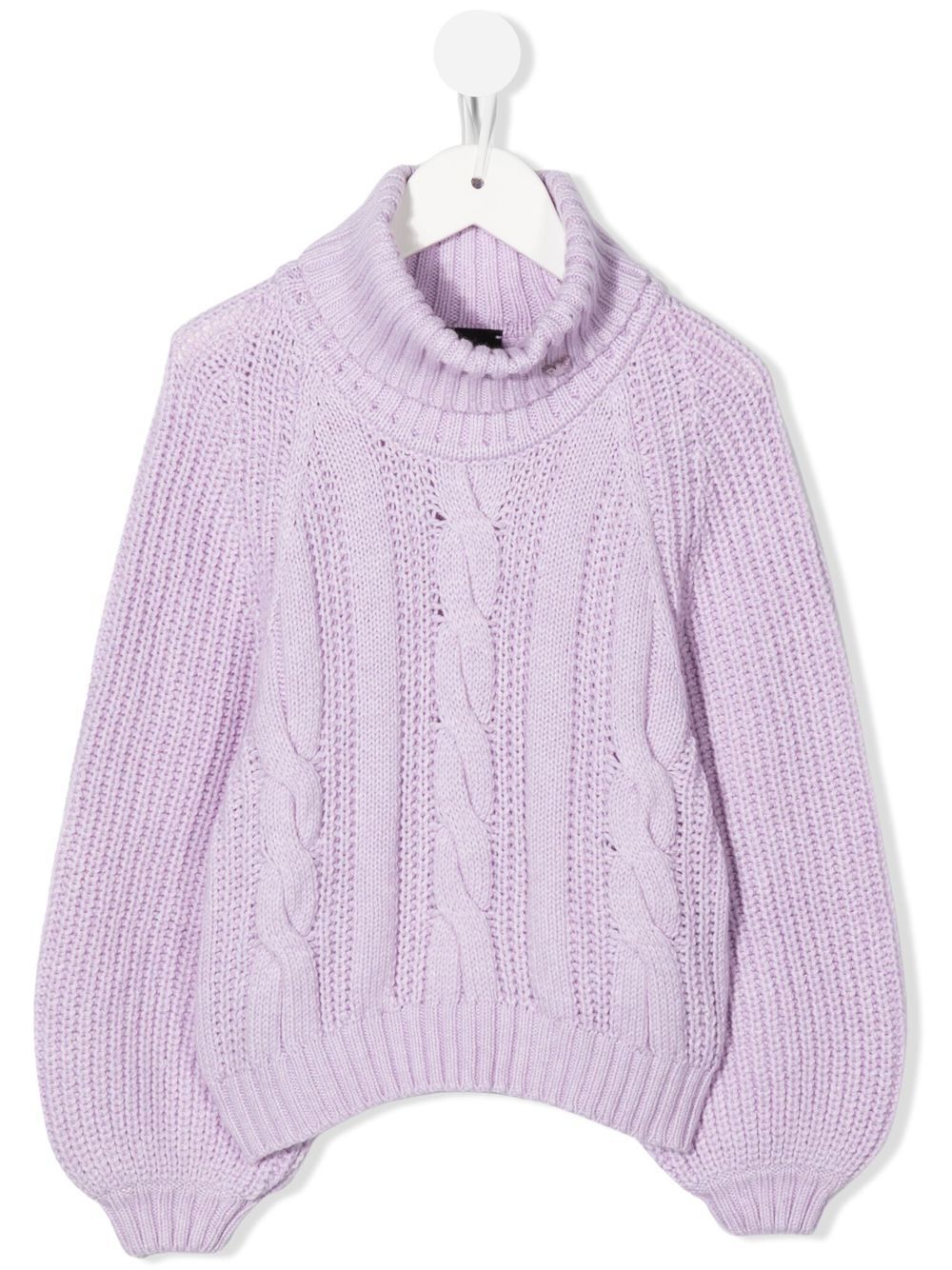 Emporio Armani Kids Rollkragenpullover mit Zopfmuster - Violett von Emporio Armani Kids