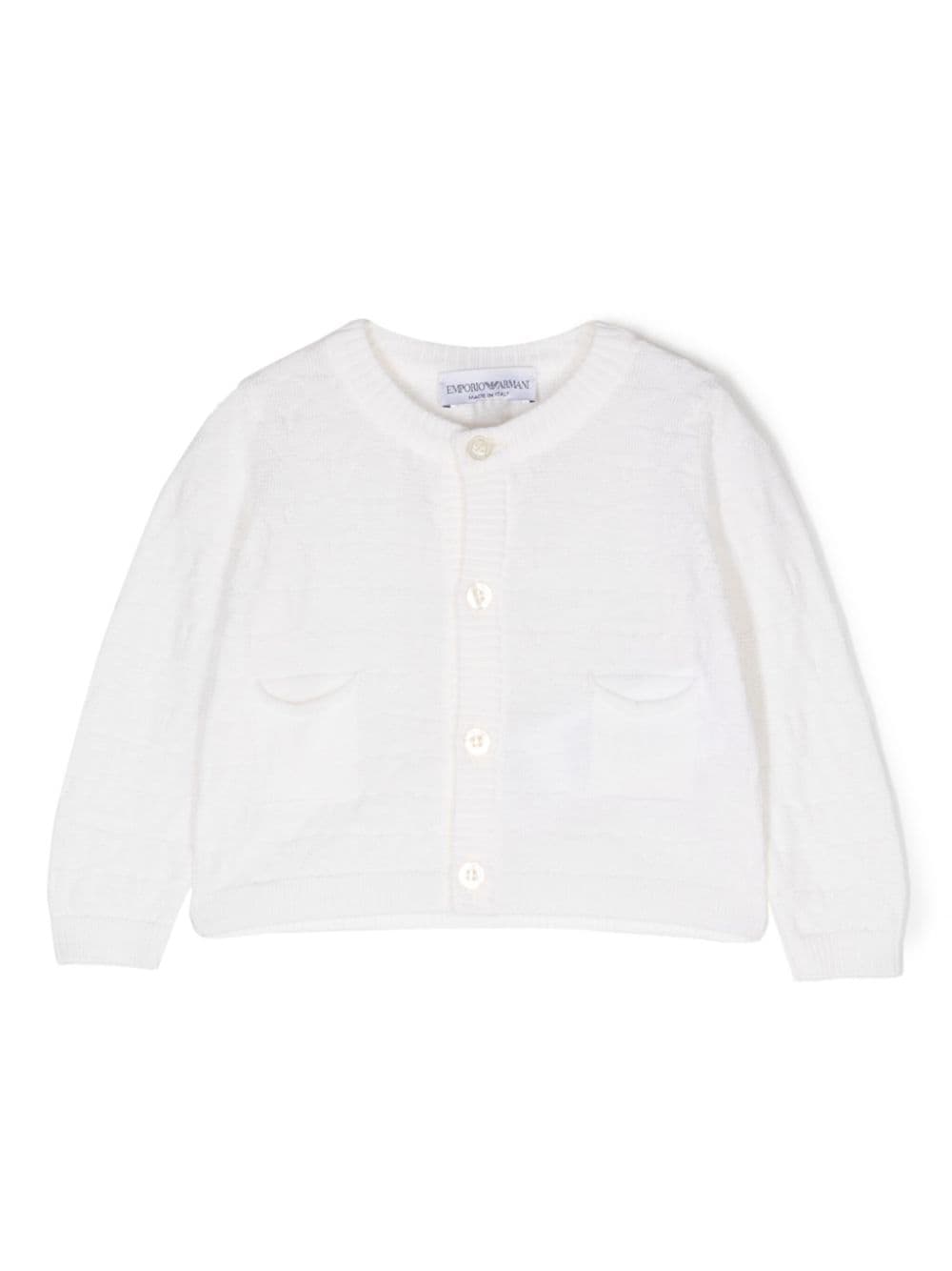 Emporio Armani Kids Cardigan mit Intarsien-Logo - Weiß von Emporio Armani Kids