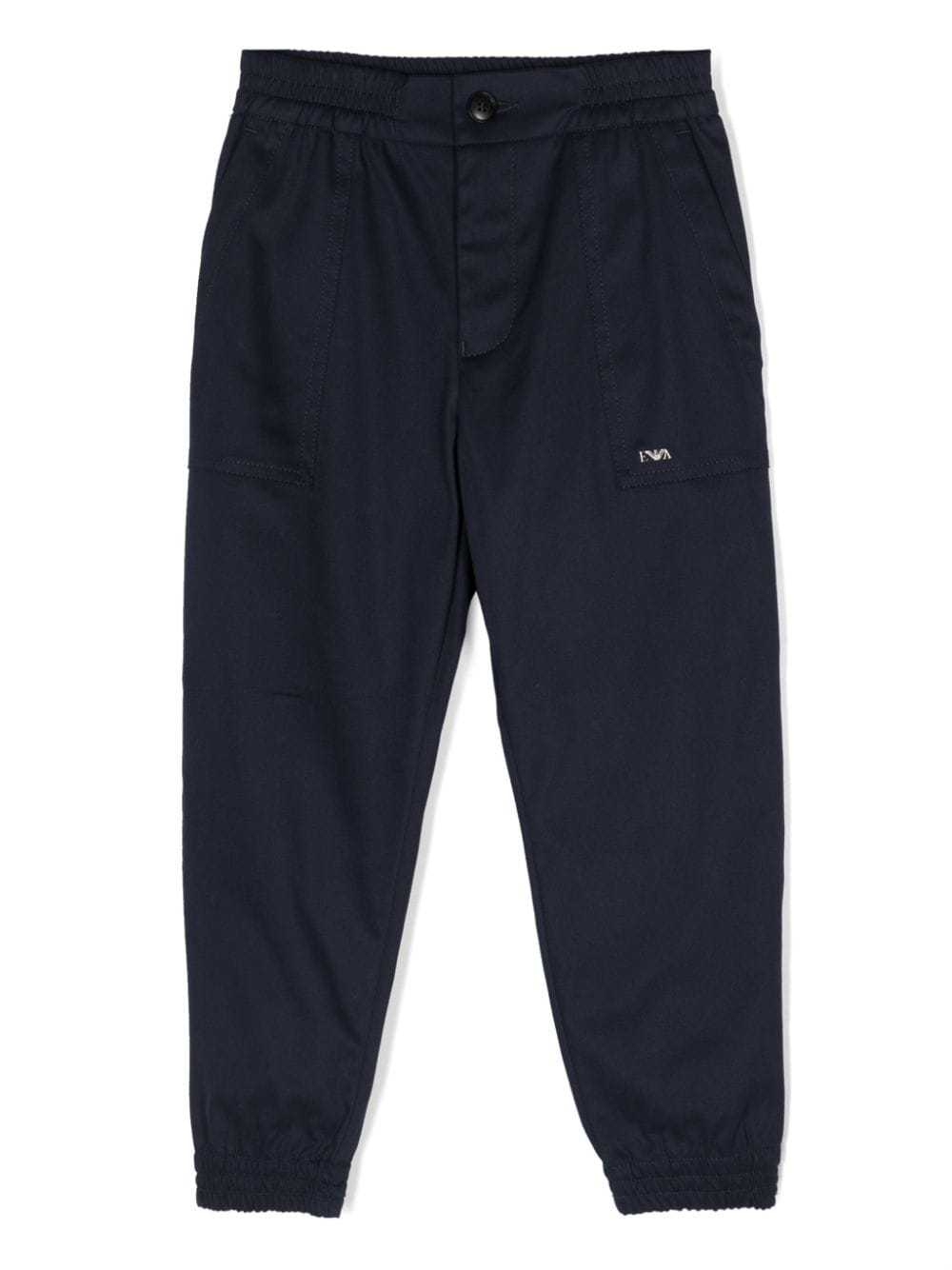 Emporio Armani Kids Tapered-Hose mit Logo-Schild - Blau von Emporio Armani Kids