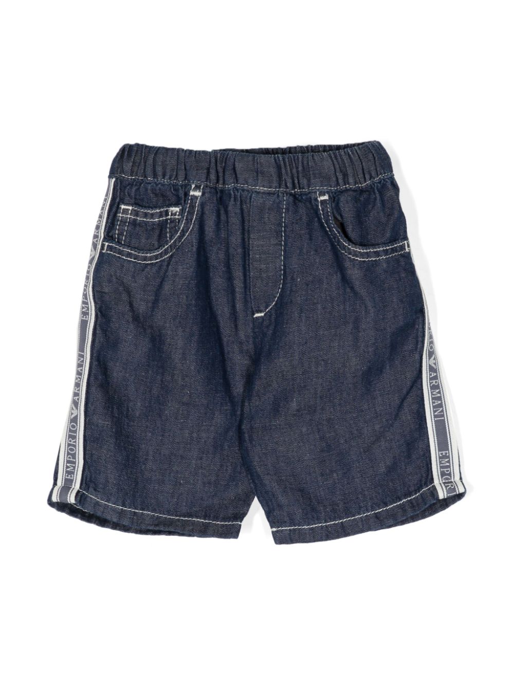 Emporio Armani Kids Hoch sitzende Jeans-Shorts mit Logo-Streifen - Blau von Emporio Armani Kids