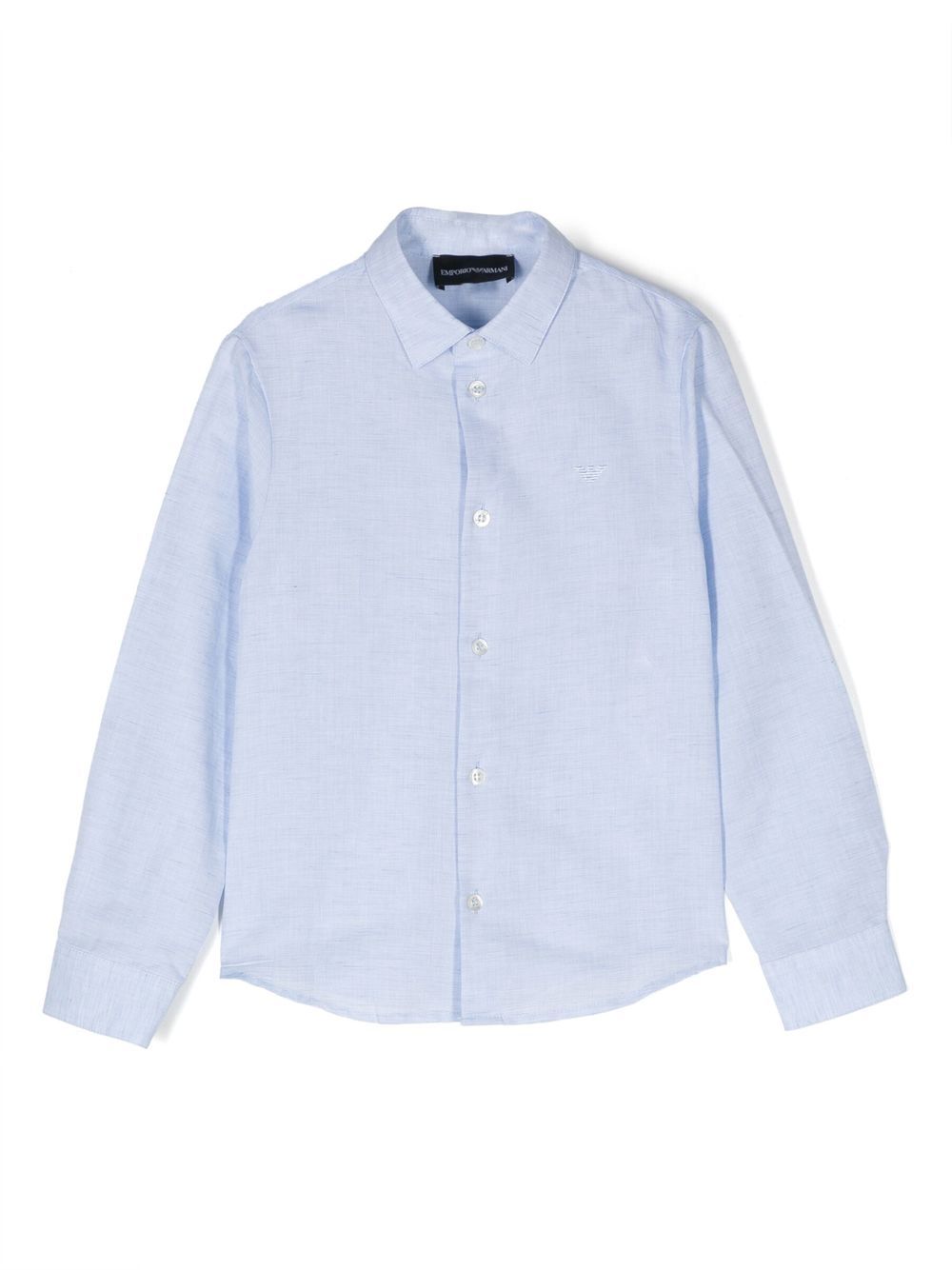 Emporio Armani Kids Langärmeliges Leinenhemd - Blau von Emporio Armani Kids