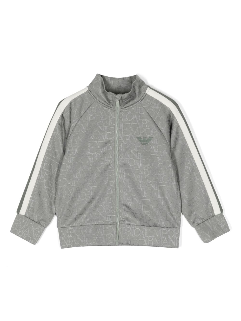 Emporio Armani Kids Streifen-Sportjacke aus Monogramm-Jacquard - Grau von Emporio Armani Kids