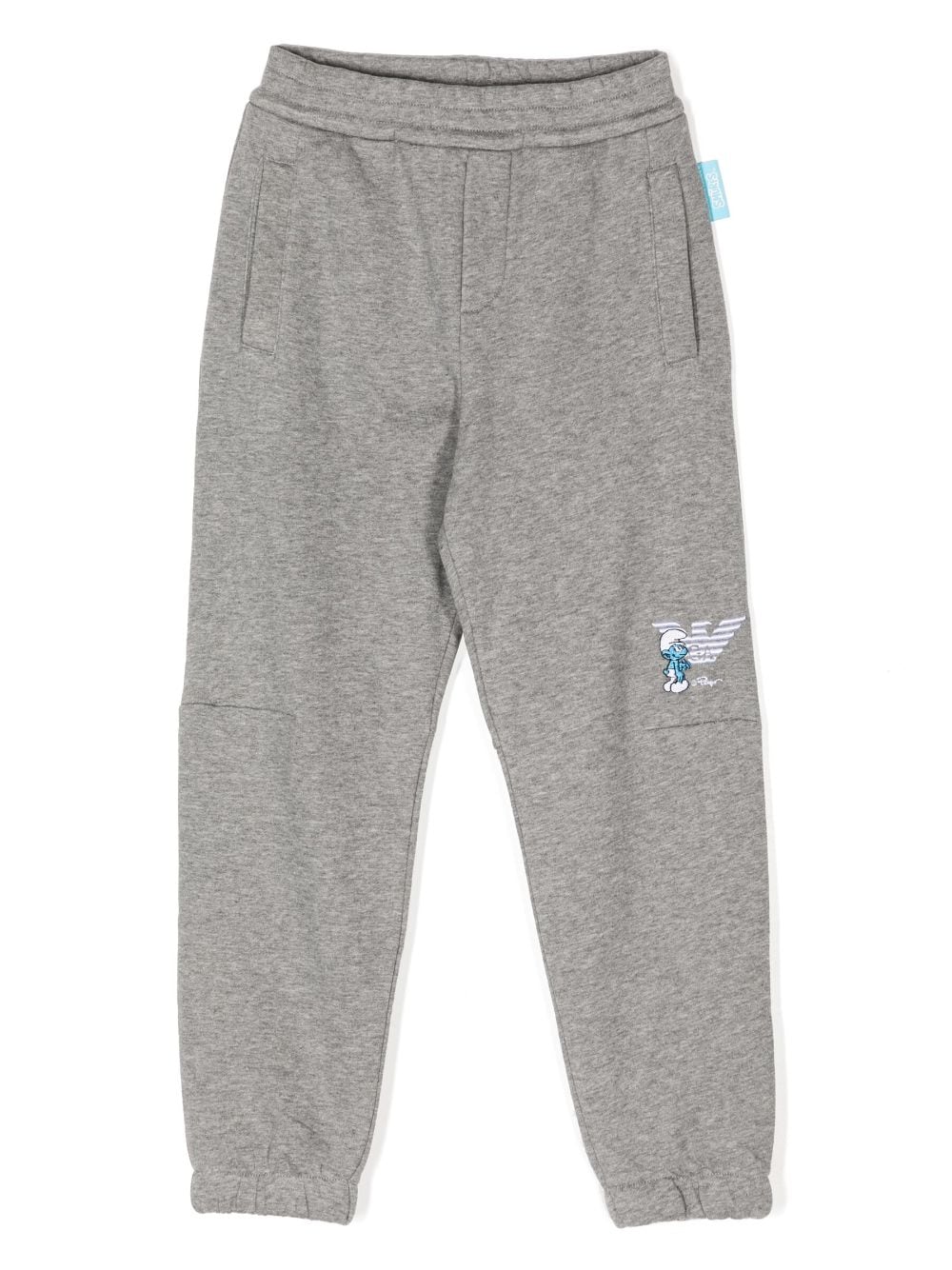 Emporio Armani Kids x Die Schlümpfe Jogginghose mit Logo-Stickerei - Grau von Emporio Armani Kids