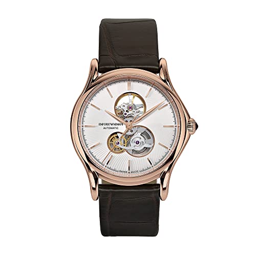 Emporio Armani Swiss Uhr für Herren , Automatikwerk, 42mm Rose Gold Edelstahlgehäuse mit einem Alligatorlederarmband, ARS3401 von Emporio Armani