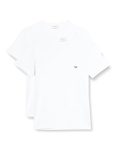 Emporio Armani Herren 2-pack T-shirt Crew Neck Pure Cotton Schlafanzugoberteil, White/White, S EU von Emporio Armani Underwear