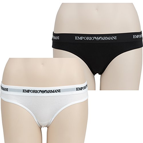 Emporio Armani Underwear Damen String 163337CC317 String, Mehrfarbig (BIANCO/NERO 00911), XL von Emporio Armani Underwear