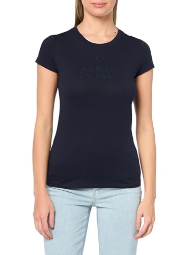 A｜X ARMANI EXCHANGE Damen A|x Baumwoll-Jersey mit Logo T-Shirt, Blueberry Jelly, Large von Emporio Armani