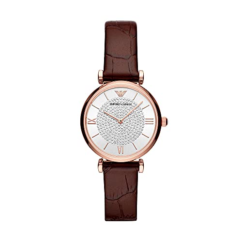 Emporio Armani Uhr für Damen , Zweizeiger Uhrwerk, 32mm Rose Gold Edelstahlgehäuse mit einem Lederarmband, AR11269 von Emporio Armani