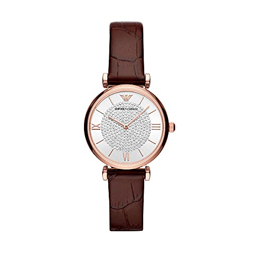Emporio Armani Uhr für Damen , Zweizeiger Uhrwerk, 32mm Rose Gold Edelstahlgehäuse mit einem Lederarmband, AR11269 von EMPORIO ARMANI