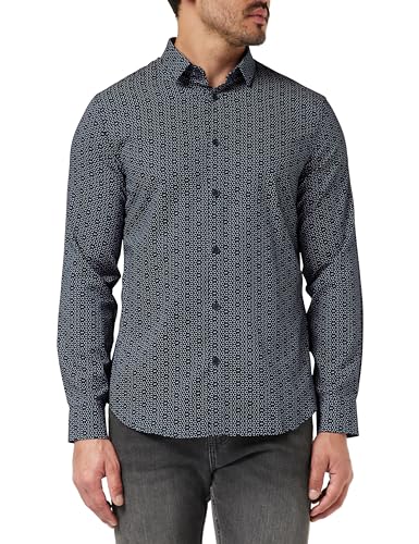 Armani Exchange Campus C45Men's Regular Fit, Printed Micro Exagon, Long SleevesShirtBlueSmall von Armani Exchange