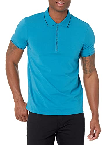 Armani Exchange Herren Logo Zip Jersey Polo Polohemd Logo Zip Jersey Polo, Mosaikblau, S von Emporio Armani