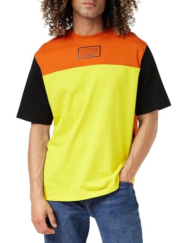 Armani Exchange Herren Oversized Heavy Jersey Logo Colorblock Jumper Polo Sweater, Yellow/Orange/Black, XXL EU von Armani Exchange