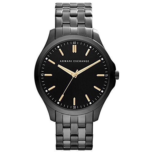 Armani Exchange Uhr für Herren , Dreizeigeruhrwerk, 45mm Schwarzes Edelstahlgehäuse mit Edelstahlarmband, AX2144 von Armani Exchange