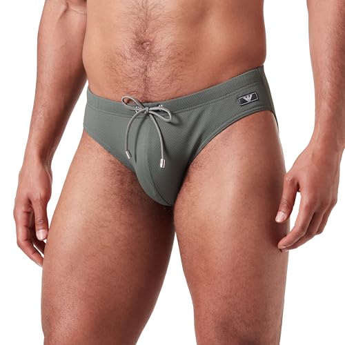 Emporio Armani Herren Metal Label Swim Briefs, Military Green, 52 EU von Emporio Armani