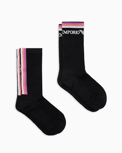 EMPORIO ARMANI Damen 2-Pack Short Socken, schwarz/schwarz, Einheitsgröße von EMPORIO ARMANI