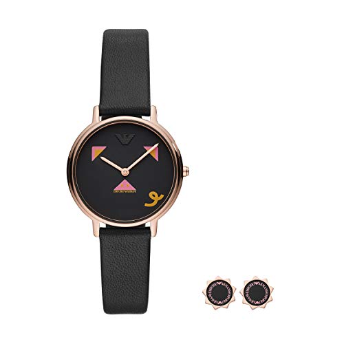 EMPORIO ARMANI Watch for Women, 32mm Zwei-Zeiger-Quarzwerk mit Leder- oder Stoffarmband von EMPORIO ARMANI