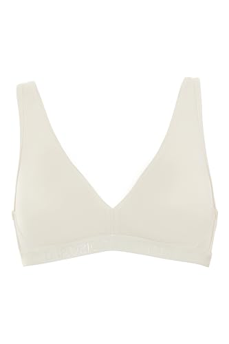 EMPORIO ARMANI Damen-Bralette aus Mikrofaser mit Logoband, gepolstert, YOGURT, XL von EMPORIO ARMANI