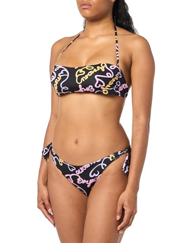 EMPORIO ARMANI Damen Logomania Band & Bow Brazilian Bikini Set, Black/Heart Logo PR, L von Emporio Armani