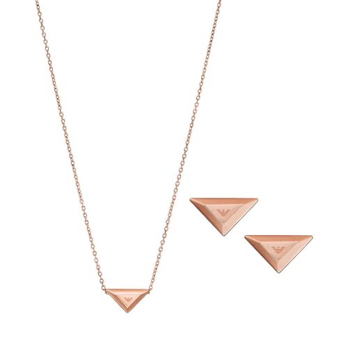 EMPORIO ARMANI Damen Rose Gold-Ton Stahl Anhänger Halskette und Ohrringe Set, EGS3121SET von EMPORIO ARMANI