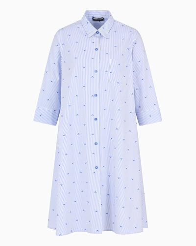 EMPORIO ARMANI Damen Short Dressing Gown Nachthemd, Lapis/Weiß gestreift, L von EMPORIO ARMANI