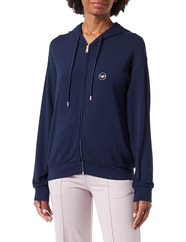 EMPORIO ARMANI Damen Studs Micromodal Loungewear Zip Sweatshirt, MARINE, M von EMPORIO ARMANI