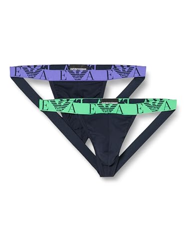 EMPORIO ARMANI Herren (Vuoto) Bold Monogram 2PACK Jockstrap, Marine/Marine, M (2er Pack) von Emporio Armani