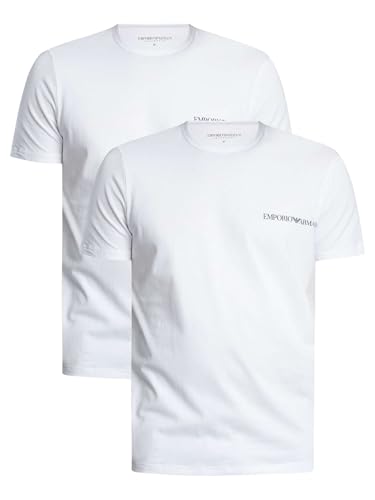 EMPORIO ARMANI Herren 2-Pack Crew Neck T-Shirt, weiß/weiß, M von EMPORIO ARMANI
