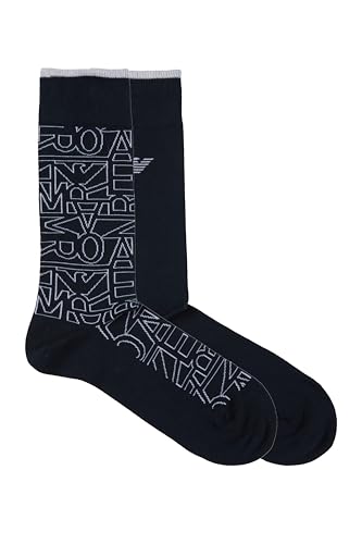 EMPORIO ARMANI Herren 2-Pack Socks Short herrensocken, Armani Blue Allover, One Size von EMPORIO ARMANI