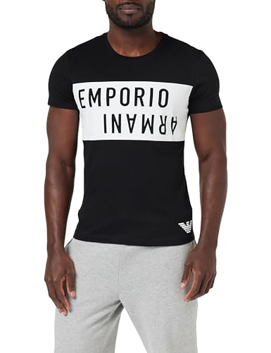 EMPORIO ARMANI Herren Bold Logo Crew Neck T-Shirt, Black/White, M von Emporio Armani