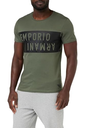 EMPORIO ARMANI Herren Bold Logo Crew Neck T-Shirt, Military/Black, M von EMPORIO ARMANI