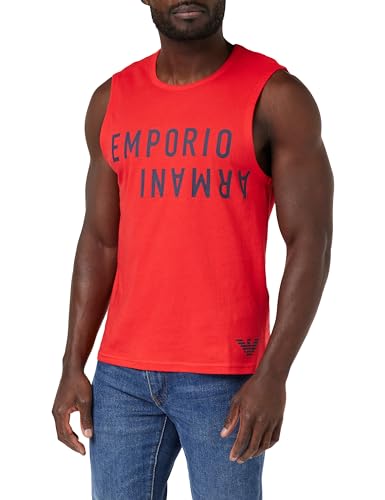 EMPORIO ARMANI Herren Bold Logo Sleveless T-Shirt, RED/Navy, M von Emporio Armani