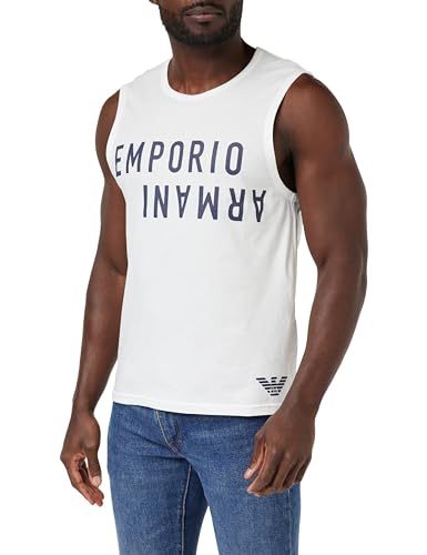 EMPORIO ARMANI Herren Bold Logo Sleveless T-Shirt, White/Navy Blue, M von Emporio Armani