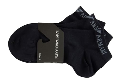 EMPORIO ARMANI Herren Casual Cotton 3-Pack Sneaker Socks, Marine/Marine/Marine, S/M von Emporio Armani