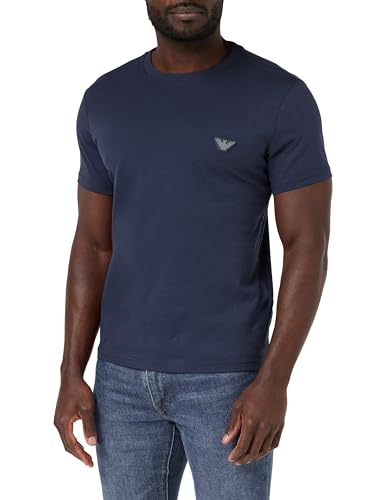 EMPORIO ARMANI Herren Eagle Patch Crew Neck T-Shirt, Navy Blue, XL von Emporio Armani