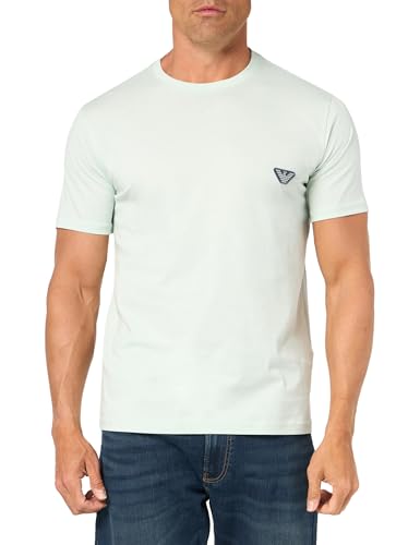 EMPORIO ARMANI Herren Eagle Patch Crew Neck T-Shirt, Water Green, XL von Emporio Armani